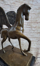 Pegasus Winged Horse Bronze Statue Sculpture Figure on Marble Base 16" x 16"