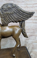 Pegasus Winged Horse Bronze Statue Sculpture Figure on Marble Base 16" x 16"