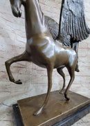 Pegasus Winged Horse Bronze Statue Sculpture Figure on Marble Base 16" x 16"