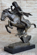Frederic Remington CHEYENNE bronze statue-Native American Indian on horse
