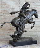 Frederic Remington CHEYENNE bronze statue-Native American Indian on horse