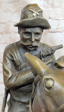 Large Remington Tribute 2  Cowboy and Horse w Gun Bronze Sculpture Marble Statue