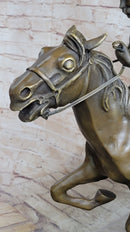 Large Remington Tribute 2  Cowboy and Horse w Gun Bronze Sculpture Marble Statue