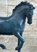 Hot Cast Bronze Chinese Tang Horse Green Blue Patina Sculpture Statue Figure