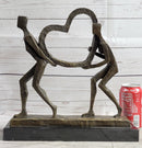 Abstract Modern Art Sculpture of Couple Carrying a Heart - Romantic Bronze Gift