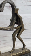Abstract Modern Art Sculpture of Couple Carrying a Heart - Romantic Bronze Gift