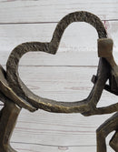 Abstract Modern Art Sculpture of Couple Carrying a Heart - Romantic Bronze Gift