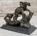 Hand Made Elephant Family Walking up The Hill Bronze Sculpture by Barye Figure