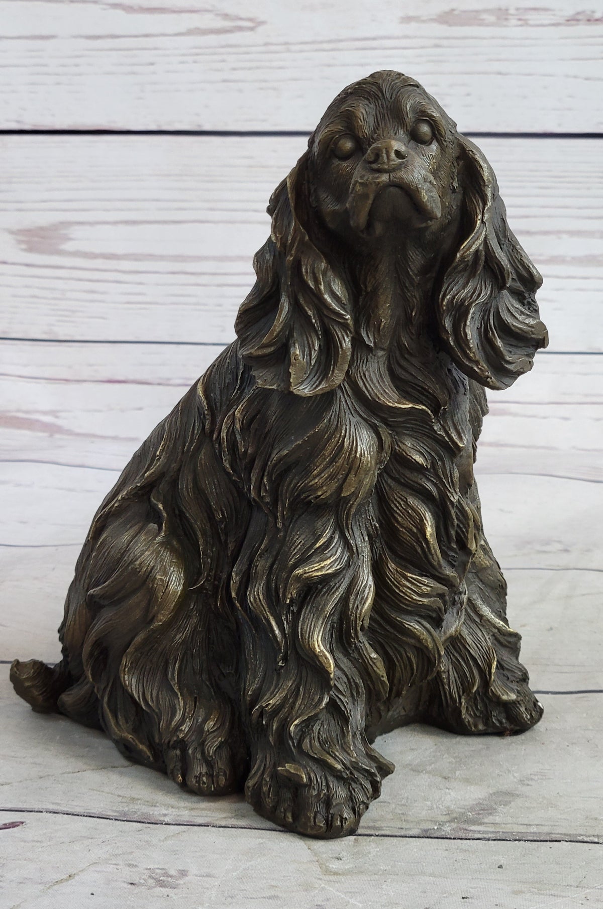 Bronze Metal Figurine Sculpture Statue of a Dog Cocker Spaniel or King