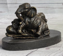 Miniature Bronze Sculpture Statue Elephant Family Figure Collectible 12" x 15"
