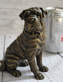 Shar Pei Wrinkly Puppy Dog Bronze Metal Figure Figurine Sculpture Signed Art 6.5" x 6"