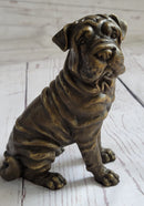 Shar Pei Wrinkly Puppy Dog Bronze Metal Figure Figurine Sculpture Signed Art 6.5" x 6"