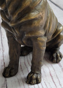 Shar Pei Wrinkly Puppy Dog Bronze Metal Figure Figurine Sculpture Signed Art 6.5" x 6"