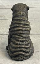 Shar Pei Puppy Dog Bronze Metal Sculpture Figurine Signed Original Art