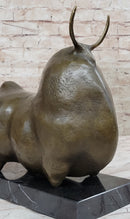 Large Dark Brown Patina Fighting Bull Modern Art by Botero Bronze Sculpture S
