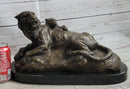 Lion Tiger & Cub Bronze Statue Sculpture Wildlife Figure Decor Handmade Art
