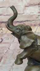 Elephant Balancing on a Ball Bronze Sculpture Statue Figure on Marble Base