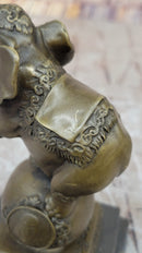 Elephant Balancing on a Ball Bronze Sculpture Statue Figure on Marble Base