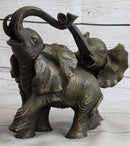 Baby Elephants Playing Hot Cast Bronze Metal Figurine Sculpture Statue Decor