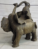 Baby Elephants Playing Hot Cast Bronze Metal Figurine Sculpture Statue Decor