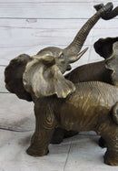 Baby Elephants Playing Hot Cast Bronze Metal Figurine Sculpture Statue Decor