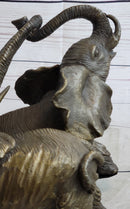 Baby Elephants Playing Hot Cast Bronze Metal Figurine Sculpture Statue Decor