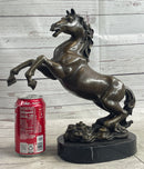 Rearing Horse Trainer Equestrian Artwork Art Bronze on Marble Statue Sculpture