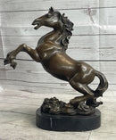 Rearing Horse Trainer Equestrian Artwork Art Bronze on Marble Statue Sculpture