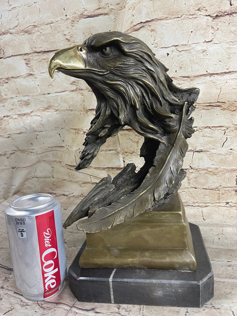 Original Life Size American Bald Eagle Bronze Bust Sculpture Extra Large Figure