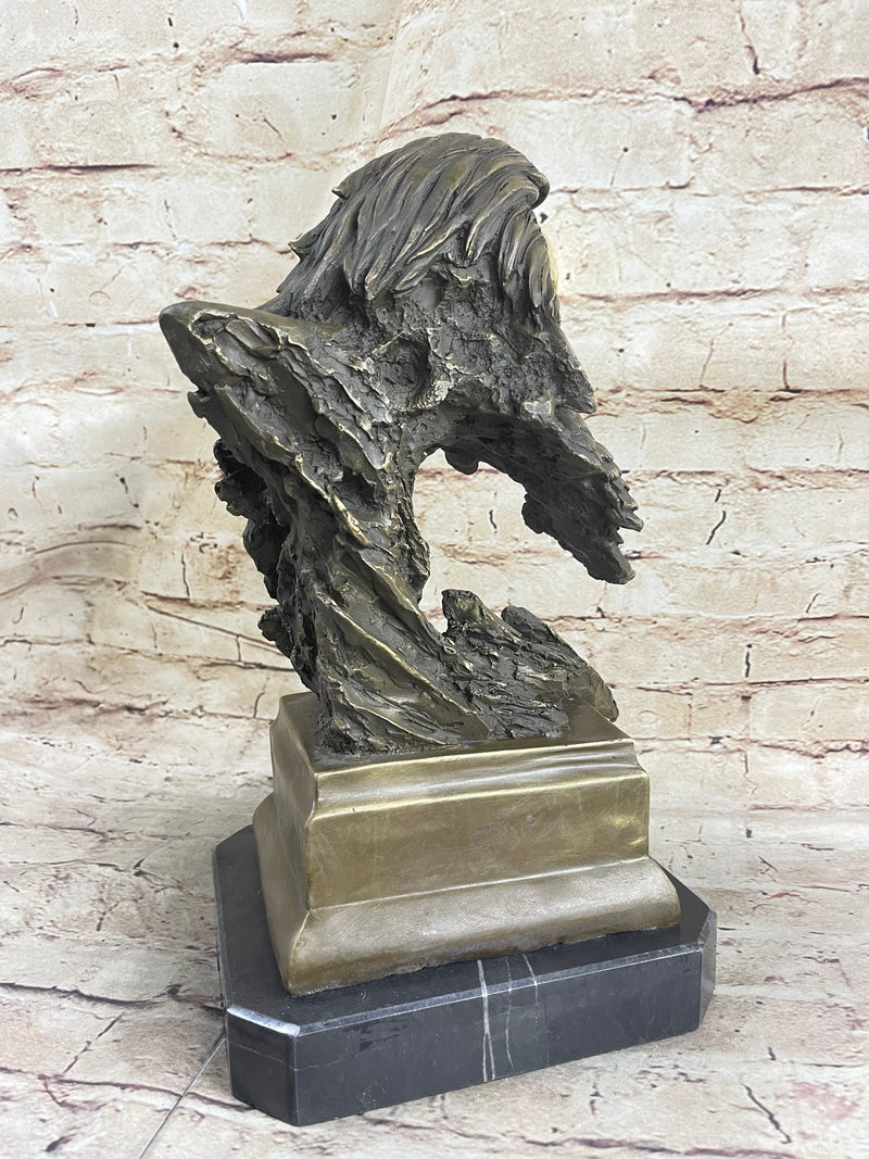 Original Life Size American Bald Eagle Bronze Bust Sculpture Extra Large Figure