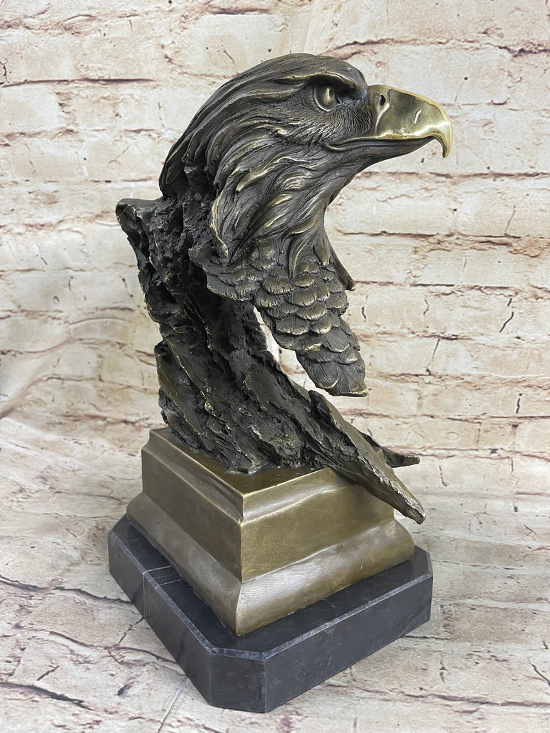 Original Life Size American Bald Eagle Bronze Bust Sculpture Extra Large Figure