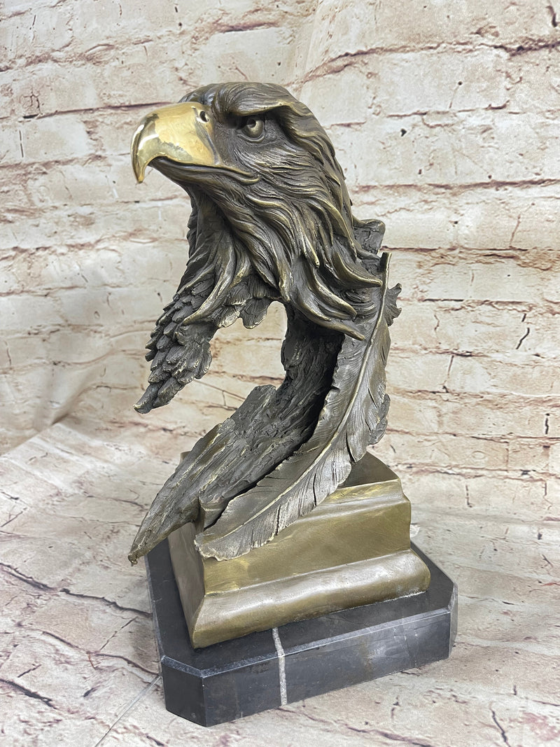 Original Life Size American Bald Eagle Bronze Bust Sculpture Extra Large Figure