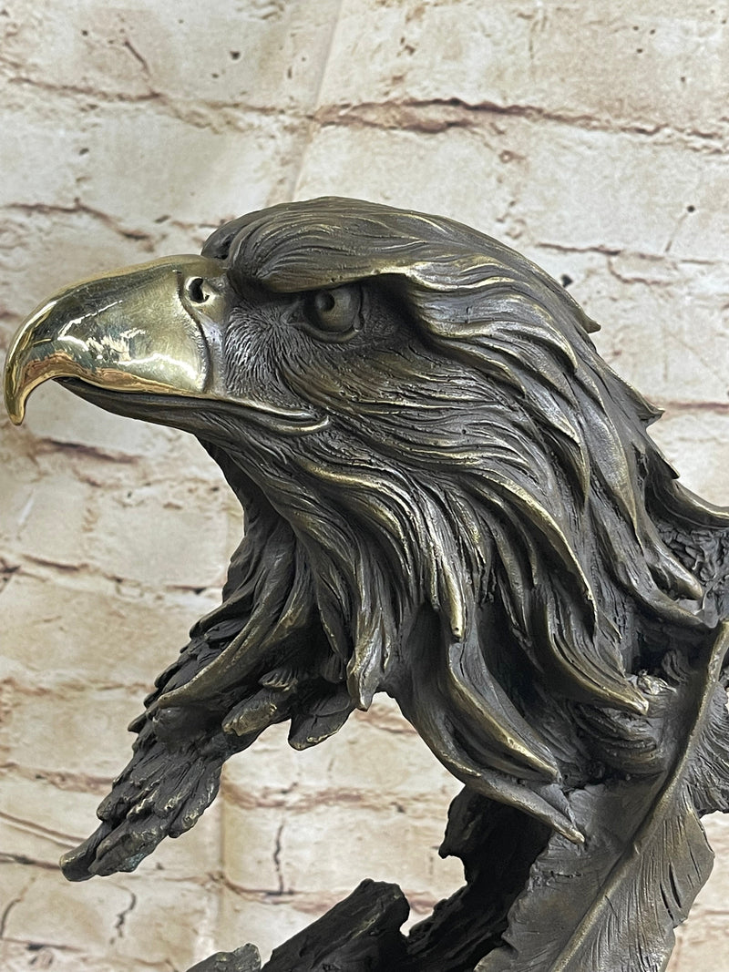 Original Life Size American Bald Eagle Bronze Bust Sculpture Extra Large Figure