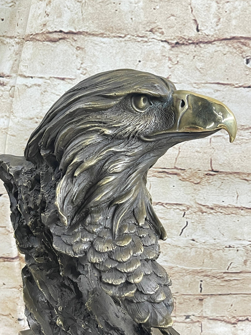 Original Life Size American Bald Eagle Bronze Bust Sculpture Extra Large Figure