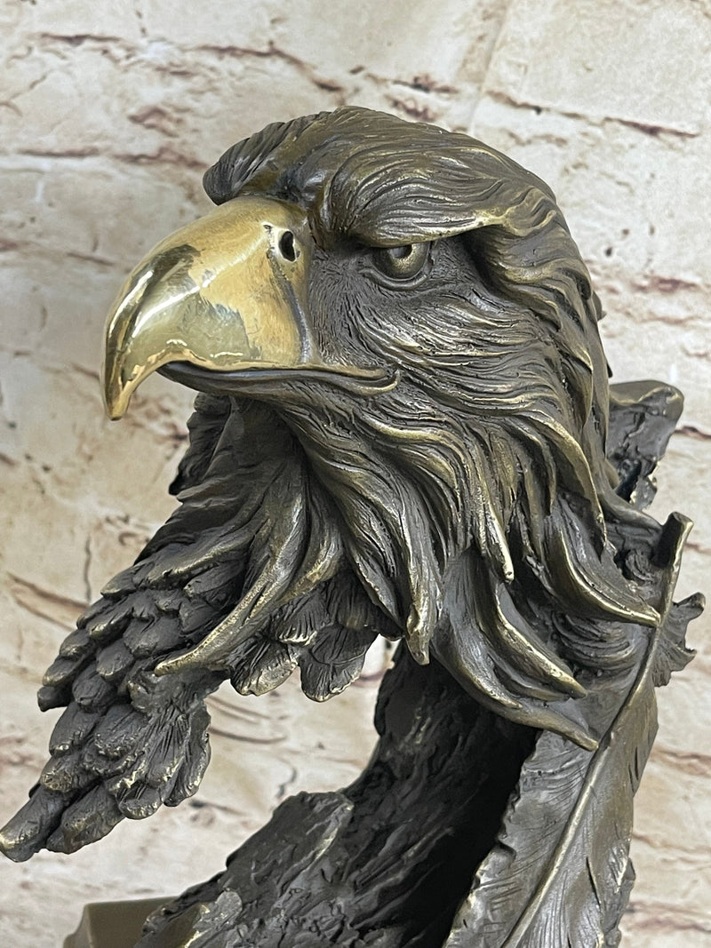 Original Life Size American Bald Eagle Bronze Bust Sculpture Extra Large Figure