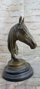 Hot Cast Bronze Horses Head Sculpture Marble Statue Figurine Barye Home Decor Art