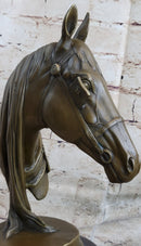 Hot Cast Bronze Horses Head Sculpture Marble Statue Figurine Barye Home Decor Art