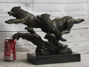 Running Wolves Dogs Wildlife Bronze Sculpture Statue Decor Signed Original Art