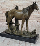 Horse at the Stable Bronze Sculpture Statue Equestrian Country Farm Decor Signed Art