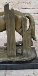 Horse at the Stable Bronze Sculpture Statue Equestrian Country Farm Decor Signed Art