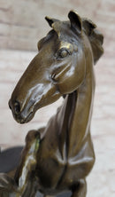 Dueling Stallion Horses Hot Cast Bronze Sculpture Statue Decor Original Art on Marble Base