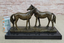 Necking Horses Bronze Sculpture Statue Equestrian Barn Stables Farmhouse Decor