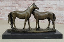 Necking Horses Bronze Sculpture Statue Equestrian Barn Stables Farmhouse Decor