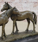 Necking Horses Bronze Sculpture Statue Equestrian Barn Stables Farmhouse Decor