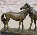 Necking Horses Bronze Sculpture Statue Equestrian Barn Stables Farmhouse Decor