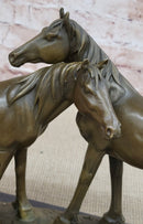Necking Horses Bronze Sculpture Statue Equestrian Barn Stables Farmhouse Decor