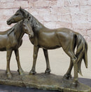 Necking Horses Bronze Sculpture Statue Equestrian Barn Stables Farmhouse Decor