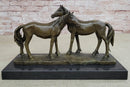 Necking Horses Bronze Sculpture Statue Equestrian Barn Stables Farmhouse Decor