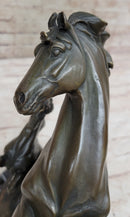 Adult and Baby Horse Pony Dual Rearing Horses Bronze Statue Sculpture Decor