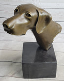 Weimaraner Vizsla Dog Bronze Bust Sculpture Statue Home Decor Figurine on Marble Base